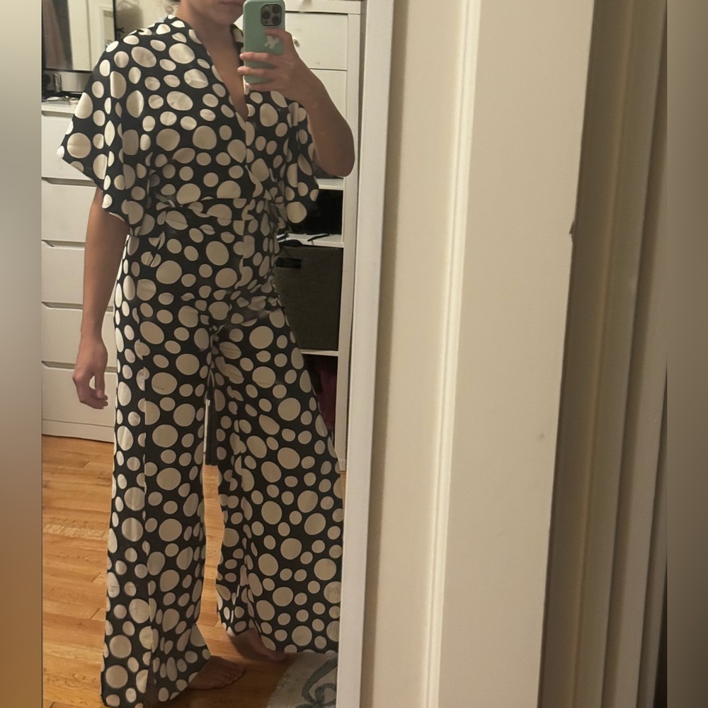 Zara Black and White Polka Dot Jumpsuit